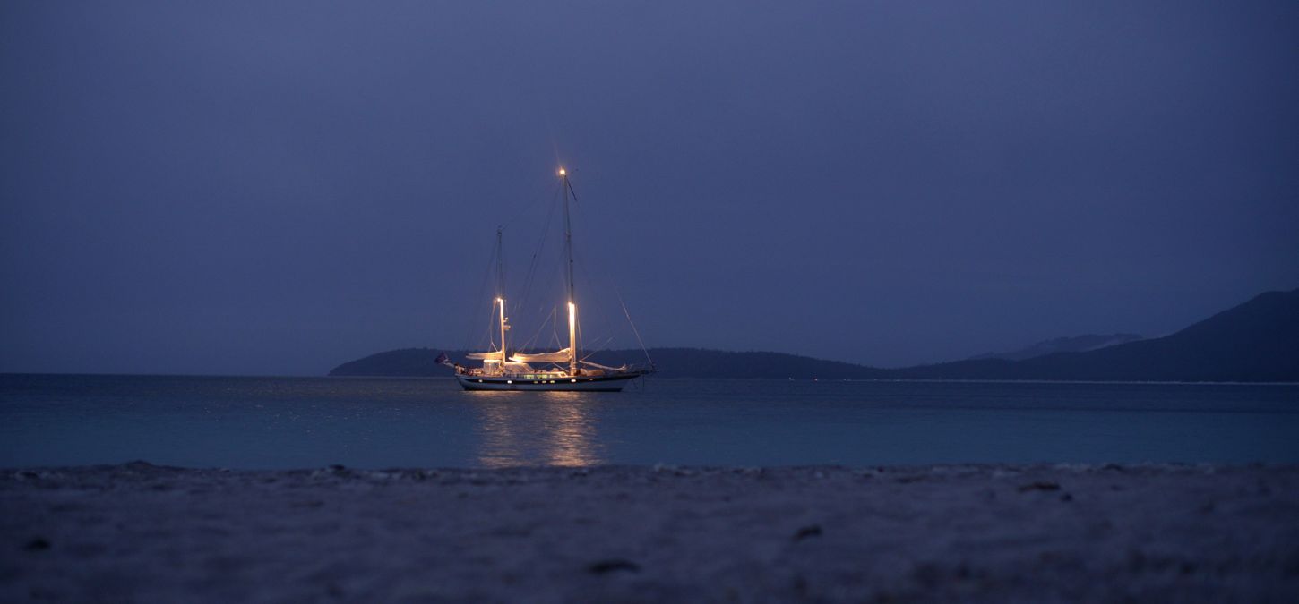 Wineglass Bay sailboat at night