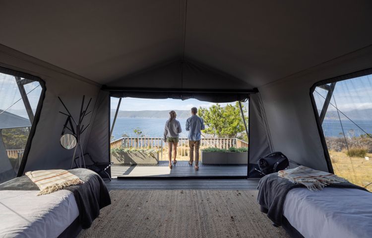 Tent accommodation for Guests on Three Capes Walk