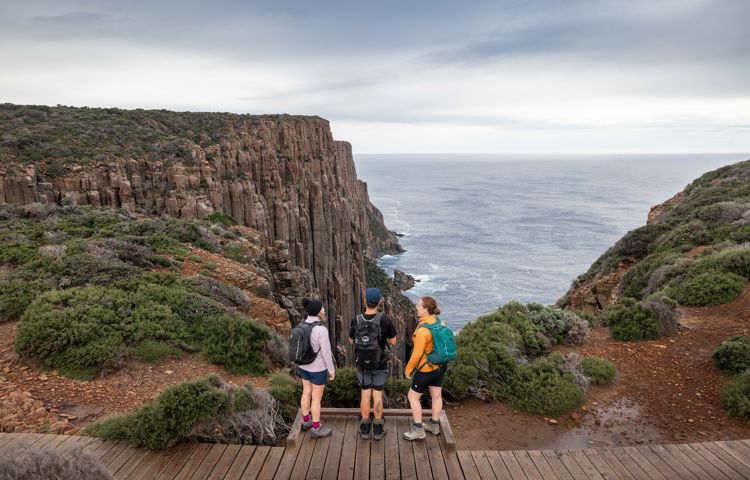 walkers at lookout at Three Capes