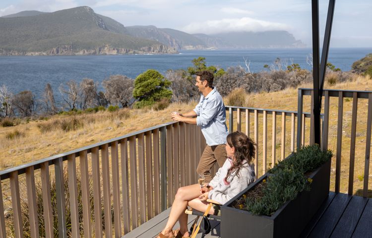 Guests looking at view of Crescent Bay