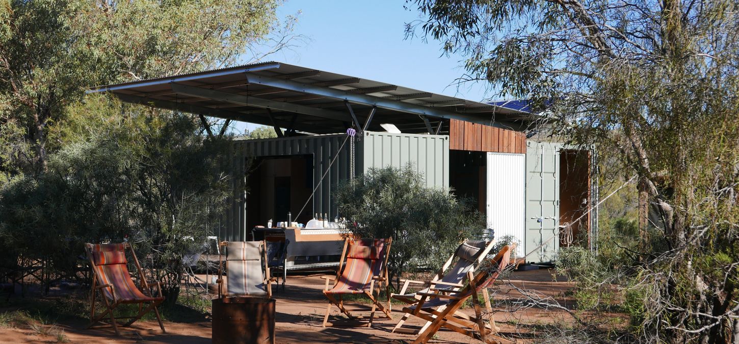 Outdoor seating at Larapinta main camp.