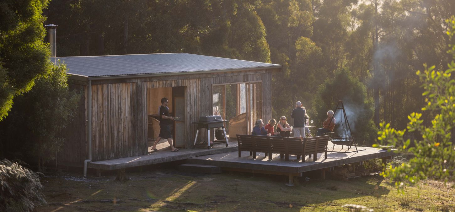 Guests relaxing at the Bruny Island Lodge