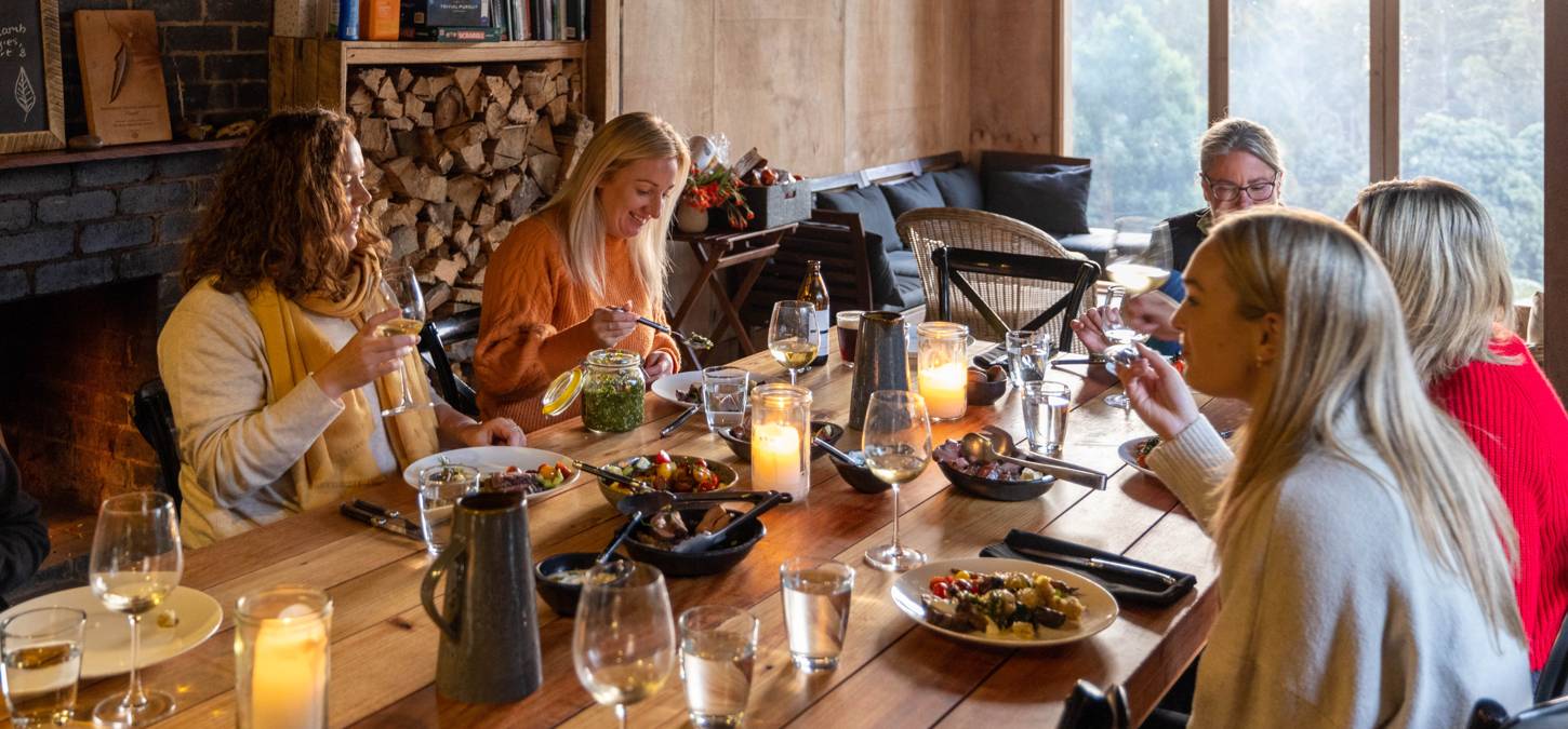 Bruny Island Guests eating dinner